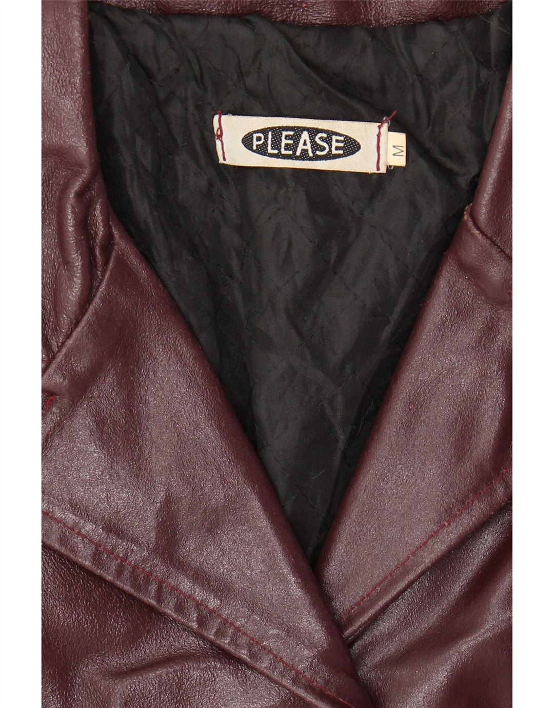 PLEASE Dame læderjakke UK 12 Medium Burgundy