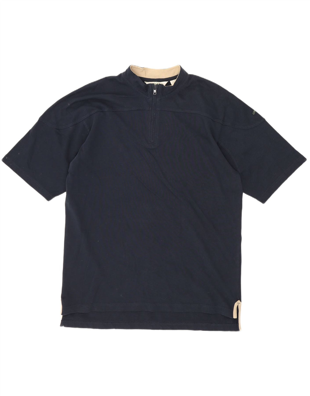 Orvis Herre 1/4 Zip T-Shirt Top Medium Marineblå Bomuld