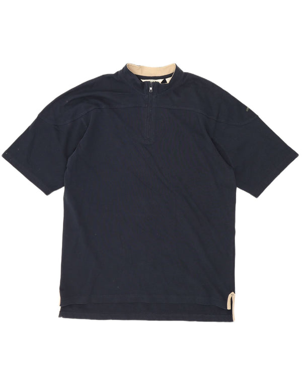Orvis Herre 1/4 Zip T-Shirt Top Medium Marineblå Bomuld