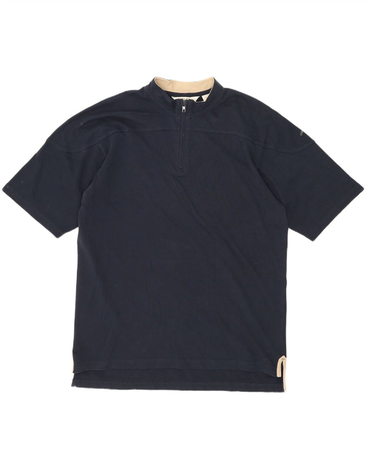 Orvis Herre 1/4 Zip T-Shirt Top Medium Marineblå Bomuld