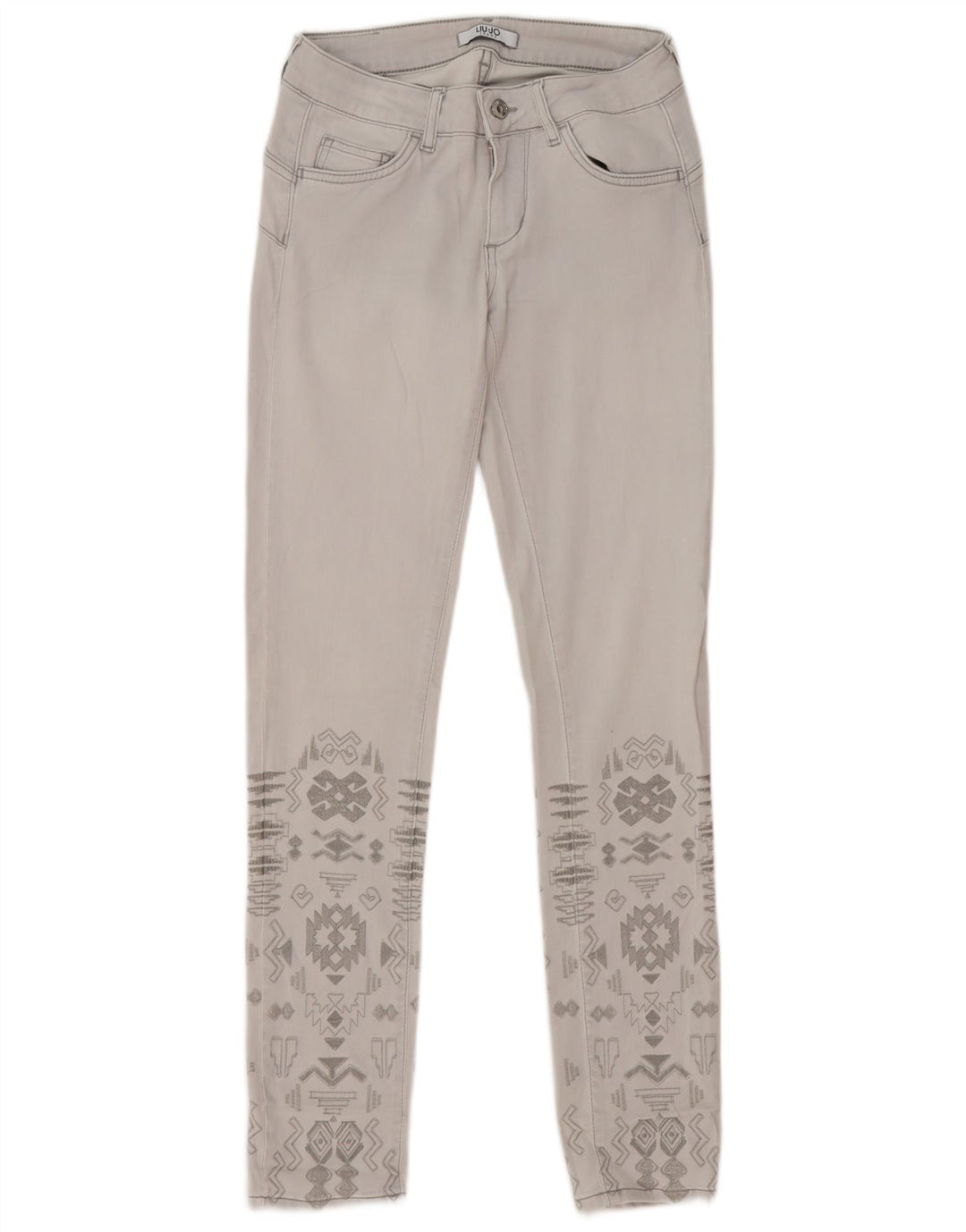Liu Jo Dame Slim Jeans W28 L31 Grå Geometrisk
