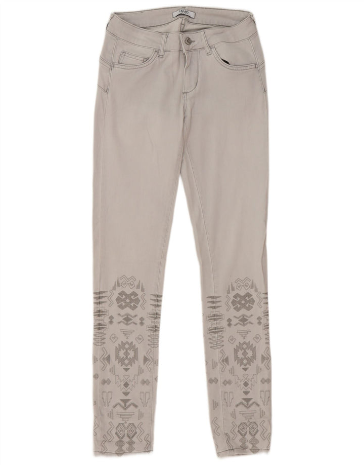 Liu Jo Dame Slim Jeans W28 L31 Grå Geometrisk