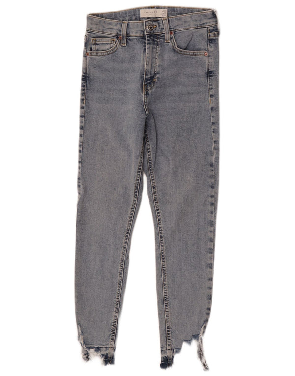 Topshop Womens Jamie Distressed Crop Skinny Jeans W26 L24 Blue Cotton