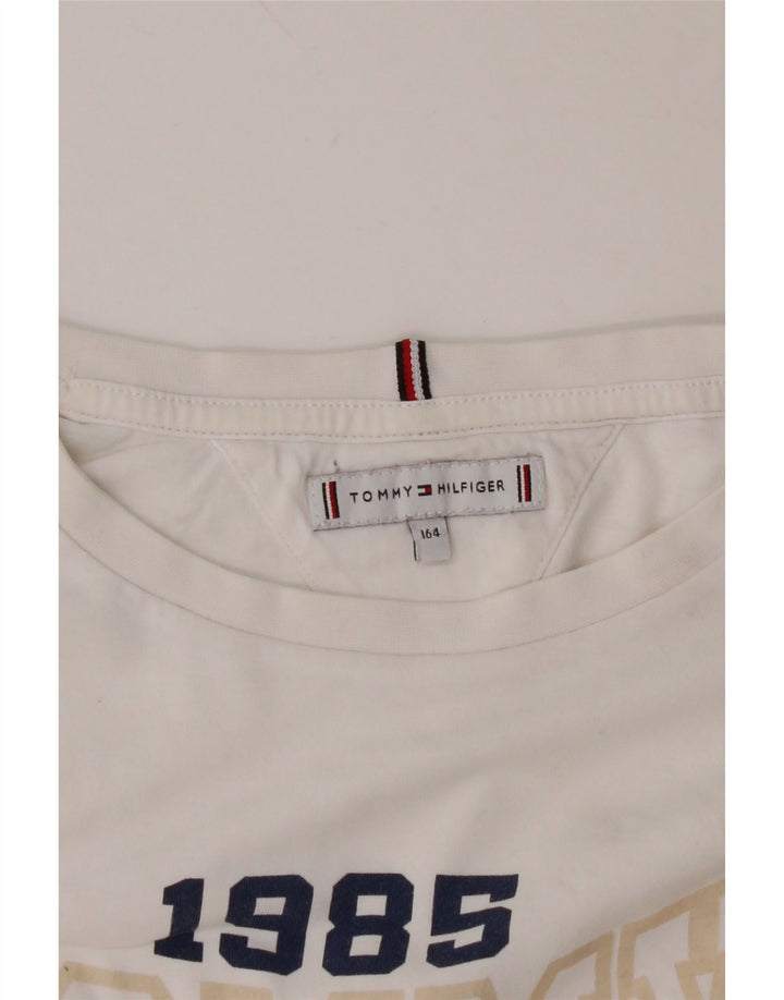 TOMMY HILFIGER Piger Crop Grafisk T-Shirt Top 13-14 år Hvid