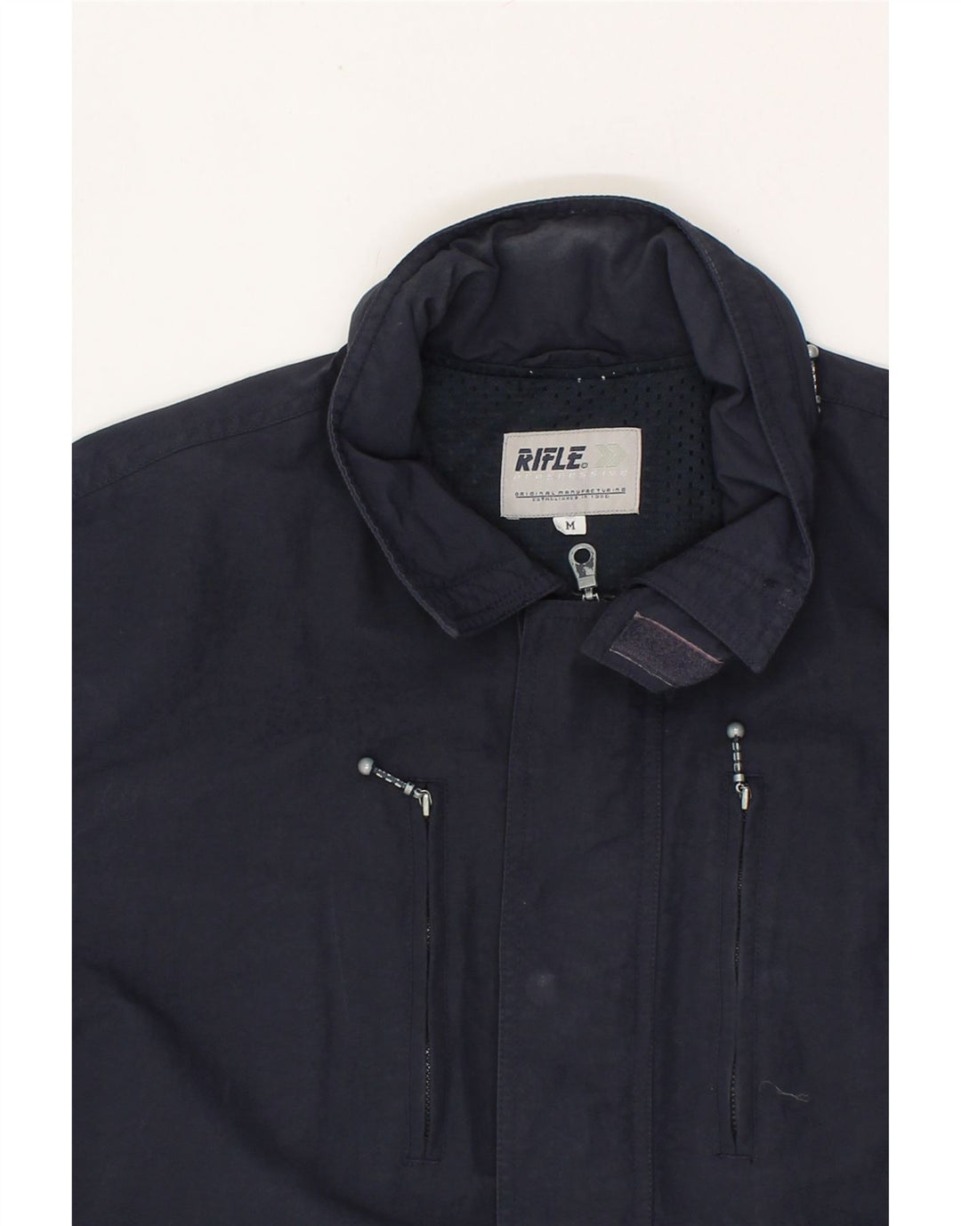 RIFLE Mens Hooded Utility Jacket UK 38 Medium Navy Blue Polyamide Vintage Rifle and Second-Hand Rifle from Messina Hembry 