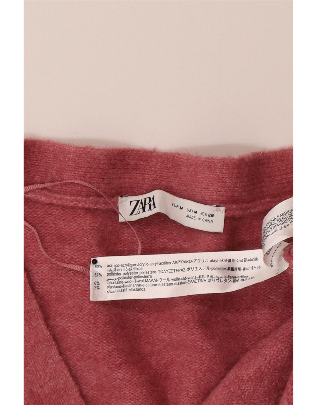 Zara Kvinders Oversized Cardigan Sweater UK 14 Medium Pink Akryl