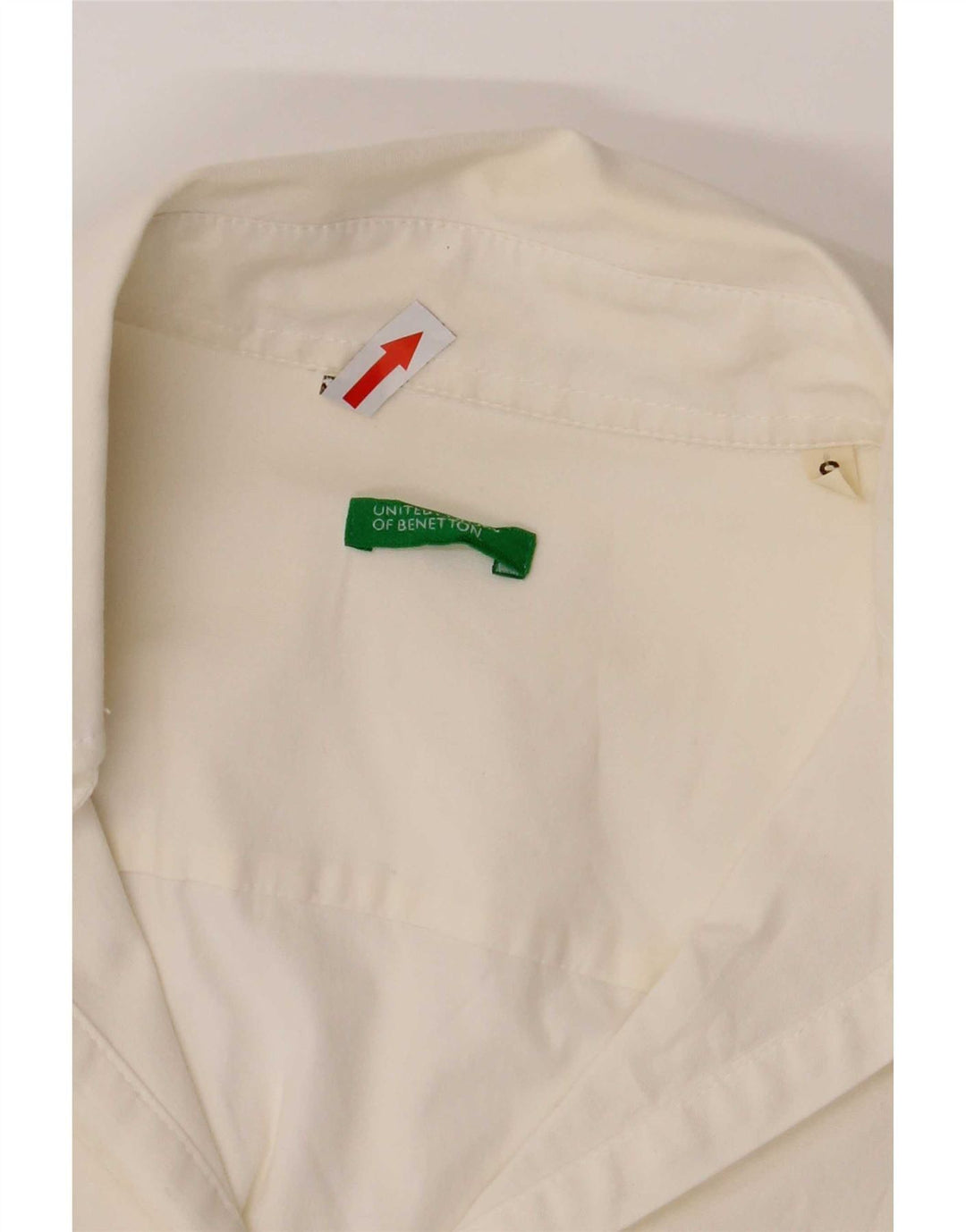 Benetton Dame Pullover Shirt UK 10 Small White Bomuld