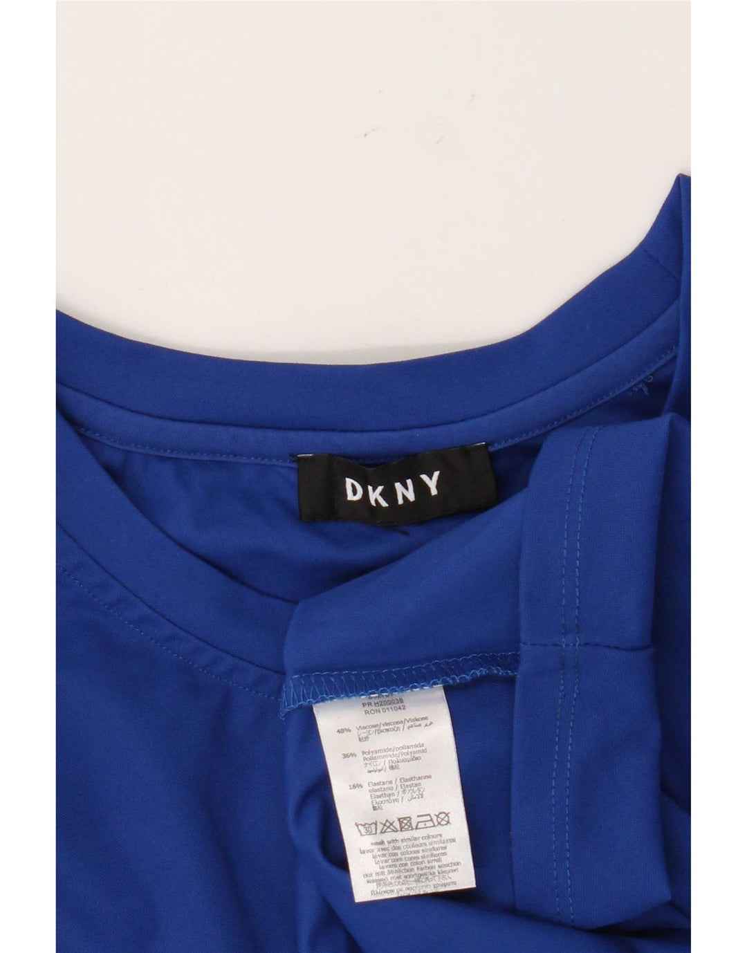 Dkny Dame Grafisk Langærmet Tunika Top UK 14 Medium Blue Viscose