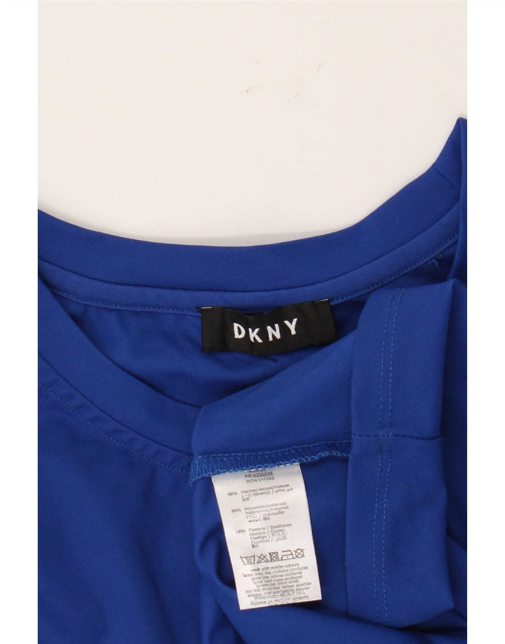 Dkny Dame Grafisk Langærmet Tunika Top UK 14 Medium Blue Viscose