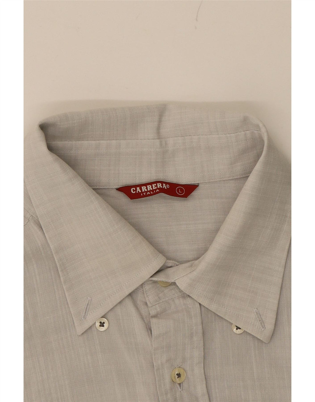 CARRERA Mens Short Sleeve Shirt Large Grey Cotton Vintage Carrera and Second-Hand Carrera from Messina Hembry 