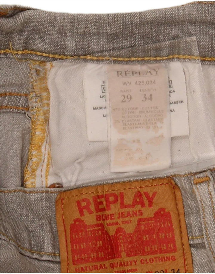 REPLAY Womens Straight Jeans W29 L29 Grey Cotton
