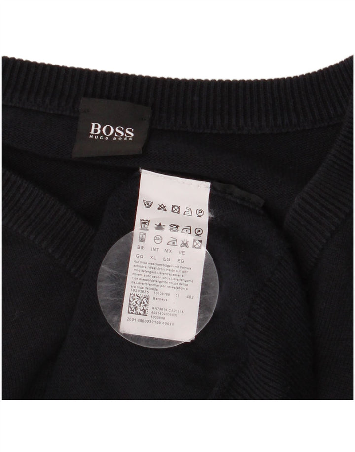 HUGO BOSS Herre V-hals sweater XL Marineblå Bomuld