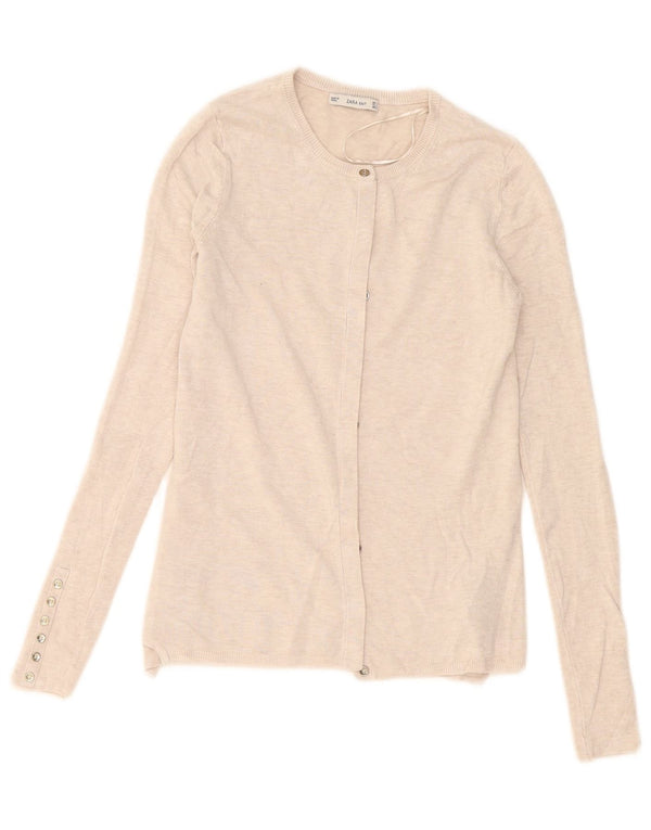 Zara Womens Cardigan Sweater UK 8 Small Beige Viscose