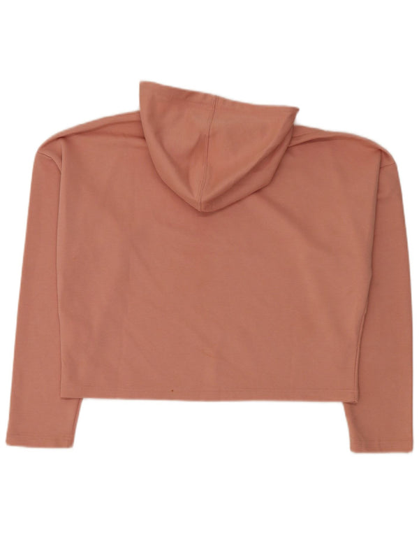 PUMA Dame Oversized Crop Grafisk Hoodie Jumper UK 12 Medium Pink