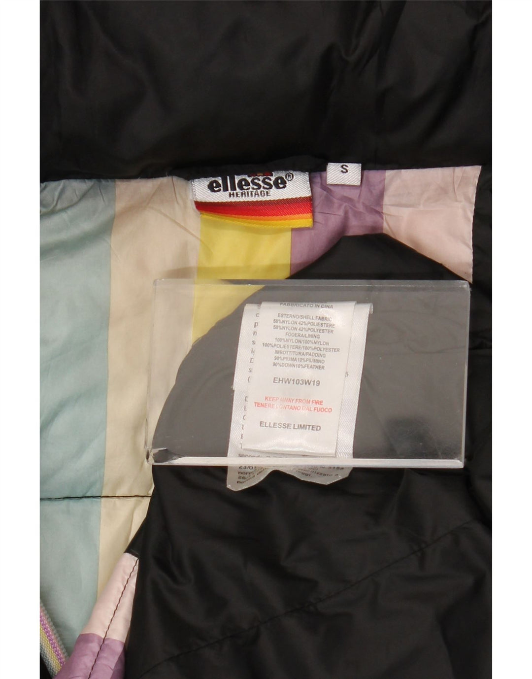 Ellesse Womens Heritage hættepolstret jakke UK 10 Small Black Nylon