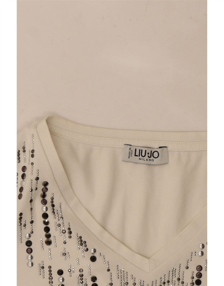 LIU JO Dame Milano T-Shirt Top UK 12 Medium White