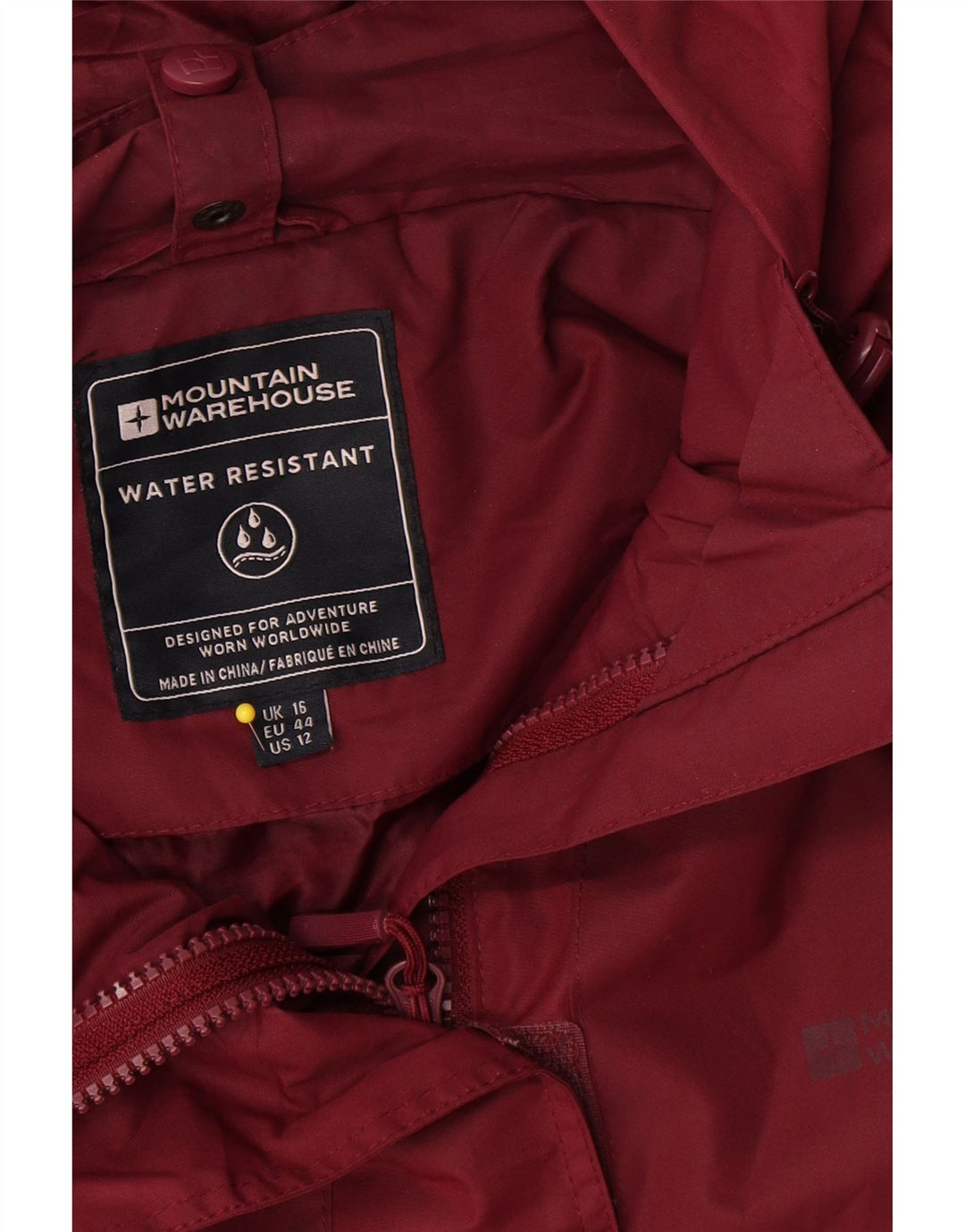 Mountain Warehouse Dame Regnjakke med hætte UK 16 Large Burgundy Polyester