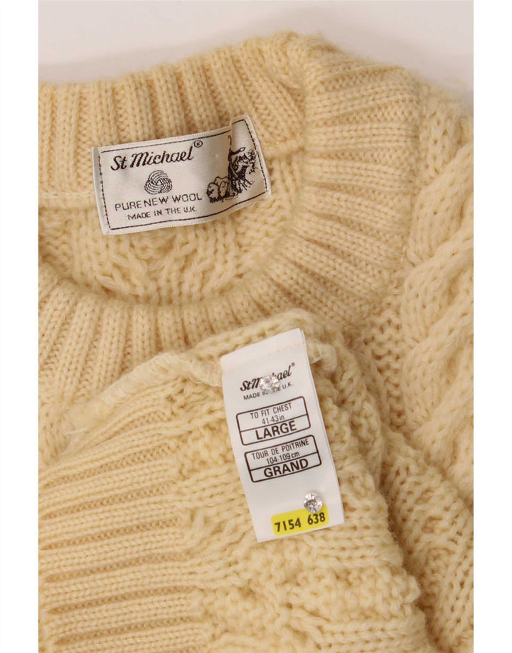 St Michael Herre Crew Neck Jumper Sweater Stor gul uld