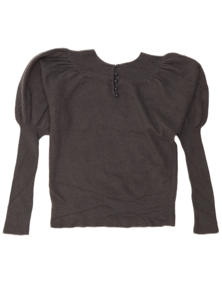 French Connection Dame Boat Neck Jumper Sweater UK 14 Large Grey Angora