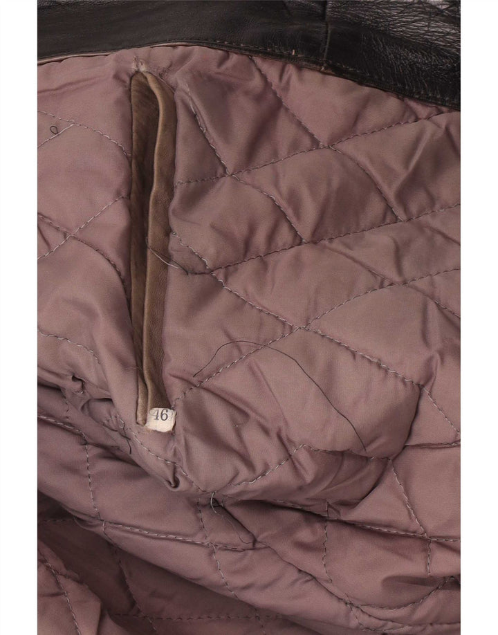 Vintage Herre Military Læderjakke IT 46 Lille Sort