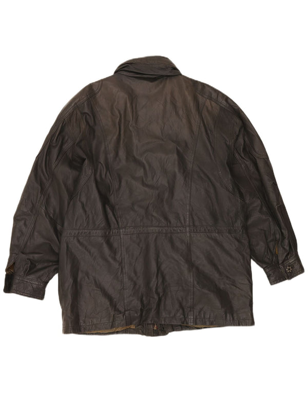 Paolo Negrato Herre Læder Windbreaker Coat IT 56 3XL Grå