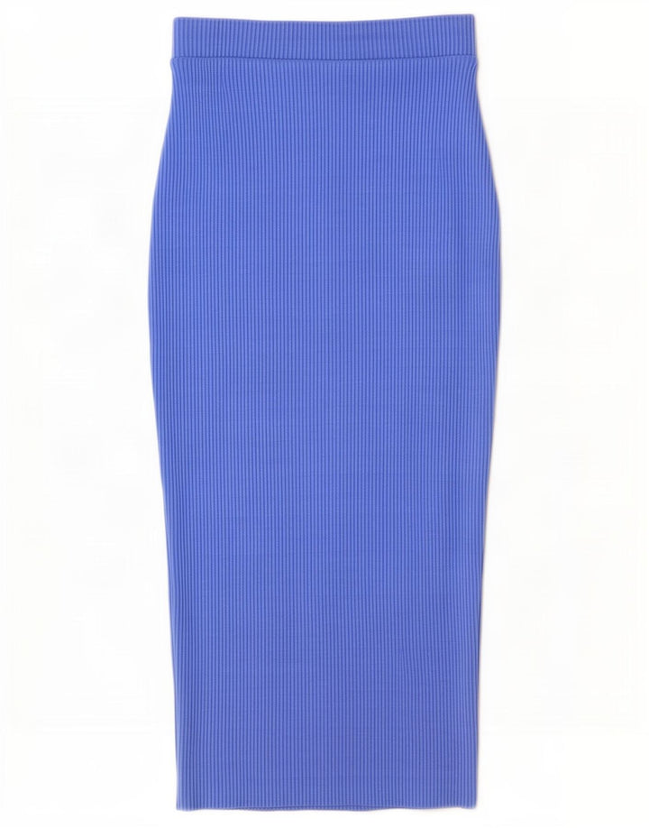 Zara Dame Maxi Pencil Skirt Small W26 Blue Polyester