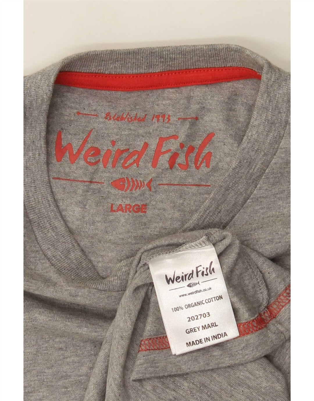 Weird Fish Herre T-Shirt Top Stor Grå Bomuld