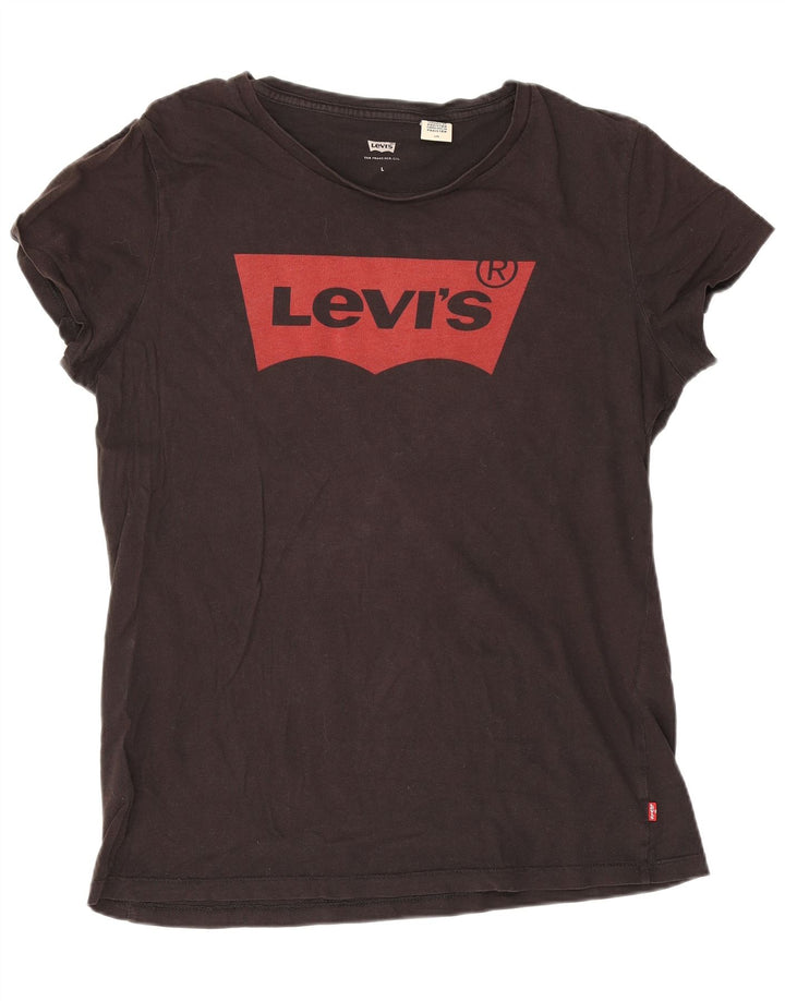 Levi's Dame Grafisk T-Shirt Top UK 14 Stor Sort