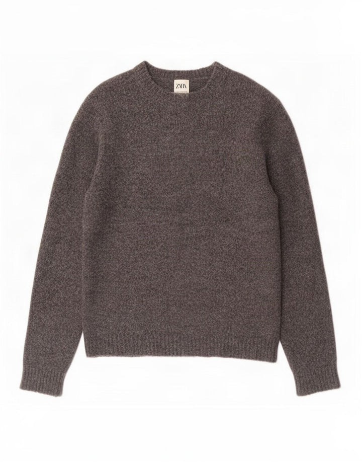 Zara Herre Boat Neck Jumper Sweater Medium Grå Akryl
