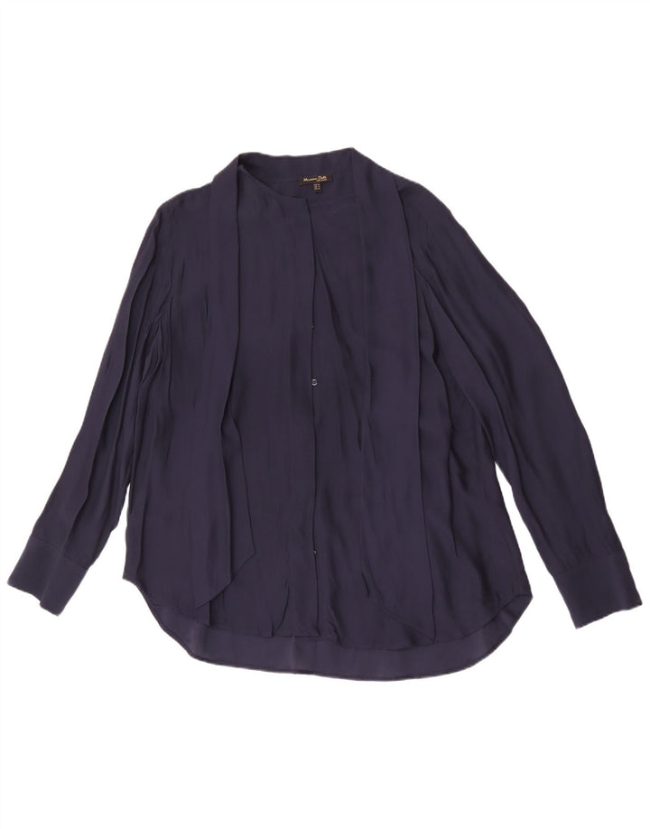 Massimo Dutti Dame-sløjfebluse EU 42 Stor marineblå viskose
