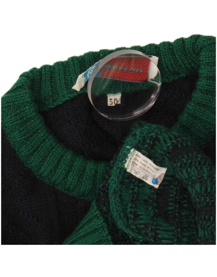 Azzurra Herre Crew Neck Jumper Sweater IT 50 Medium Navy Blue Geometrisk