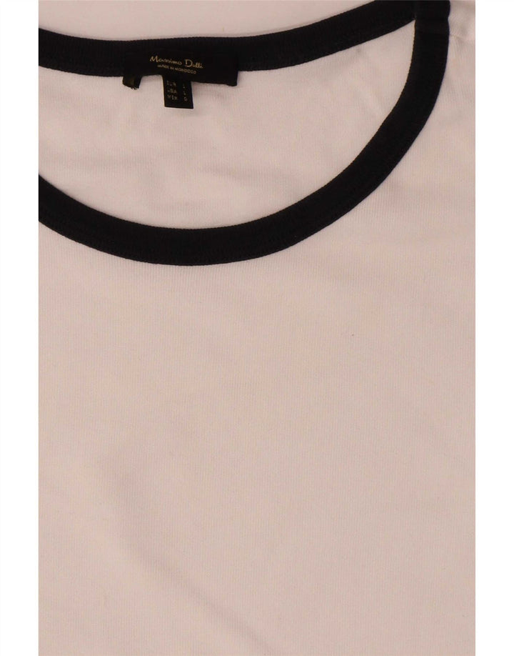 Massimo Dutti Dame T-Shirt Top UK 14 Stor Hvid Colourblock