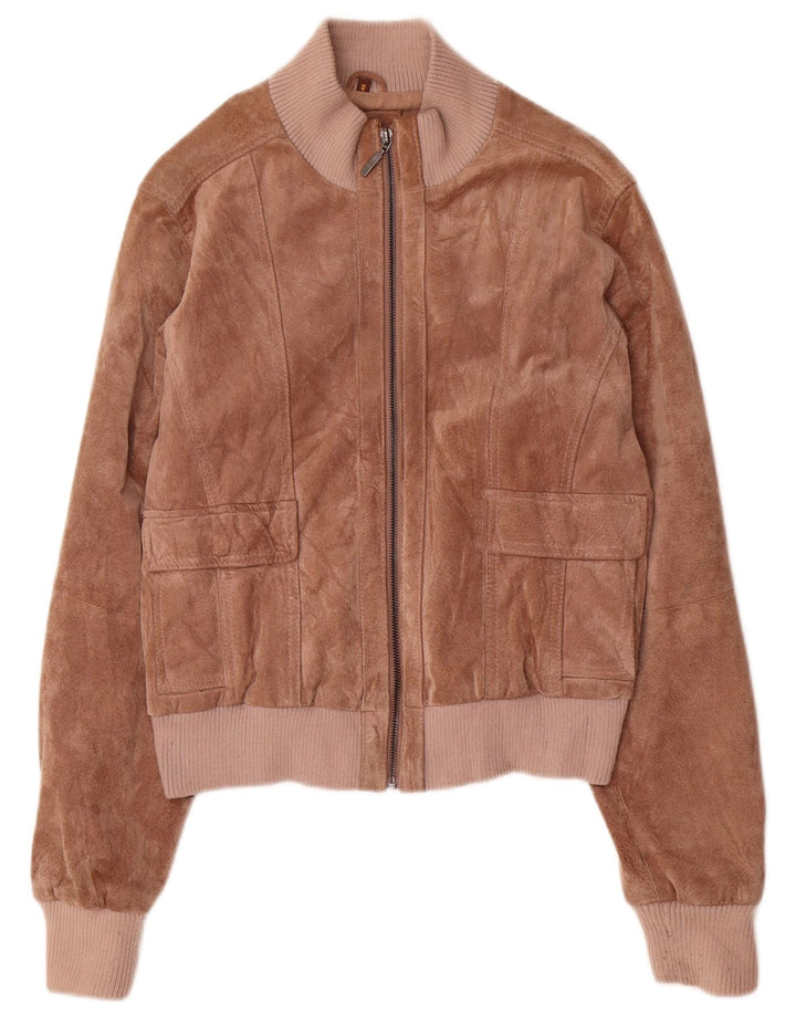 Conbipel Dame Ruskind Bomber Jacket IT 46 Large Beige Læder