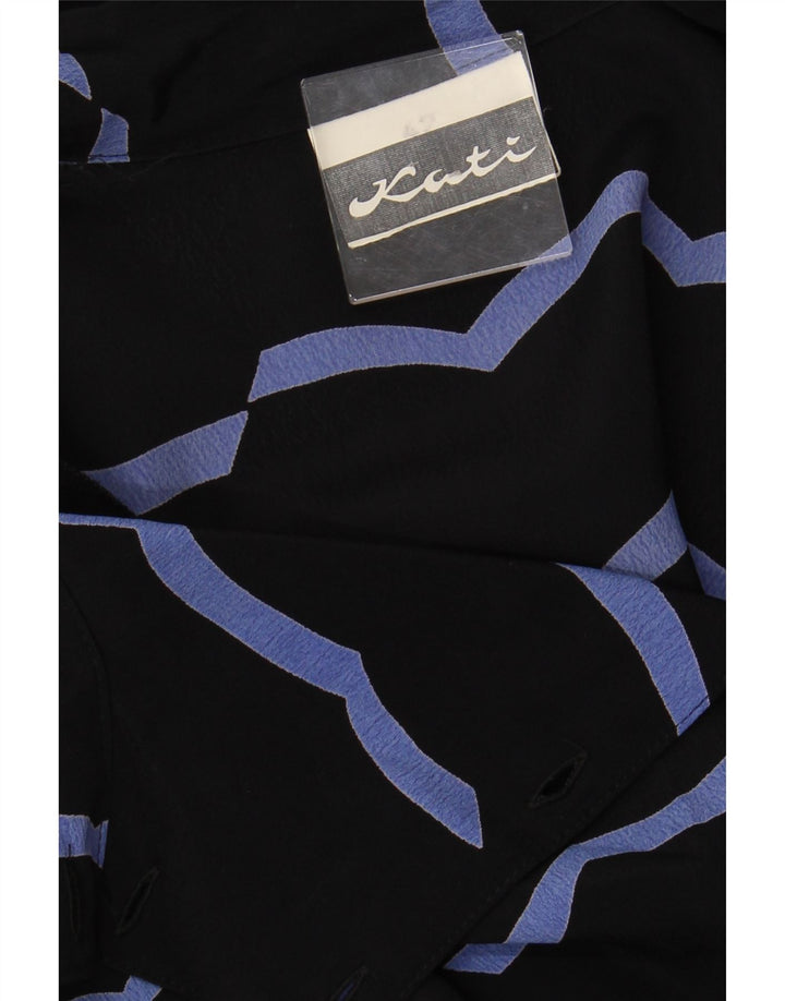 VINTAGE 3/4 ærmet maxikjole til kvinder IT 42 Medium sort stribet viskose