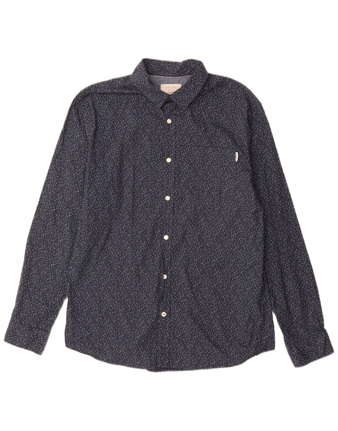 Jack & Jones herreskjorte XL marineblå plettet bomuld