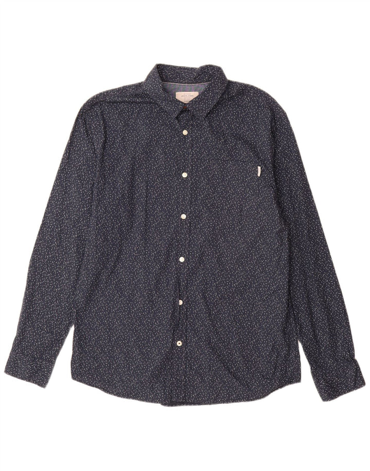 Jack & Jones herreskjorte XL marineblå plettet bomuld