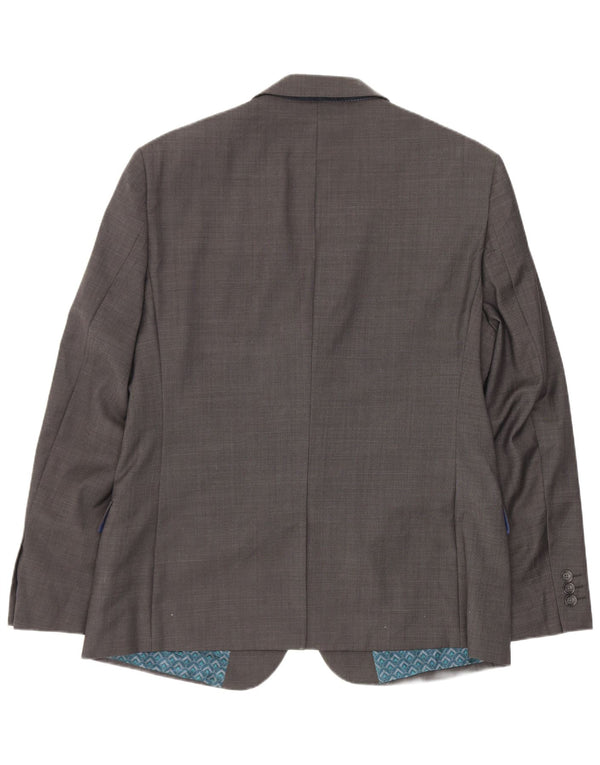 Ted Baker Herre Short 2 Button Blazer Jacket UK 40 Large Grey Wool