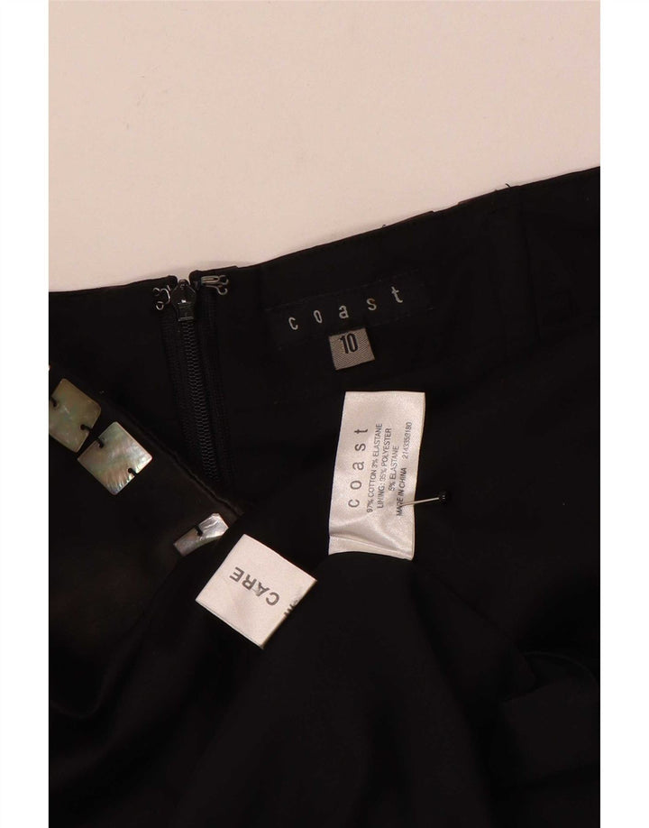 Coast Dame Stropløs Kjole UK 10 Small Black Cotton
