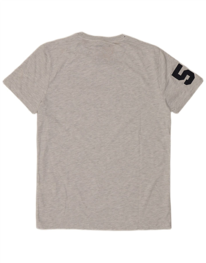 SUPERDRY Herre grafisk T-shirt top mellemgrå flækket bomuld