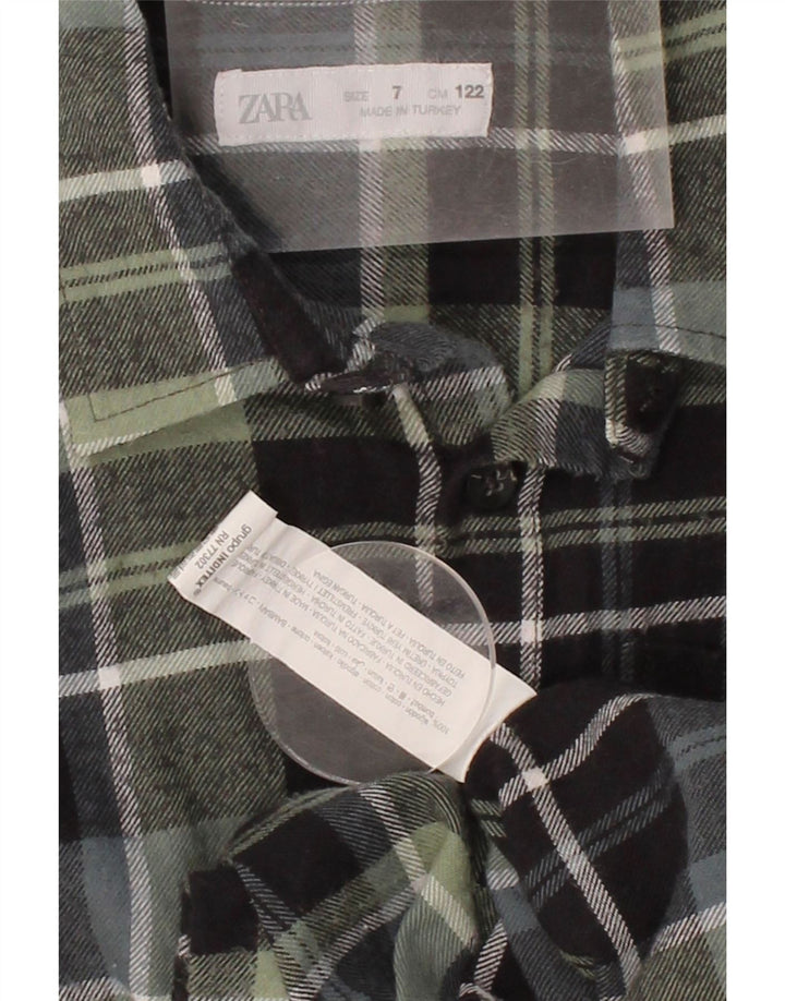 ZARA Boys Flannel Shirt 6-7 Years Green Check Cotton Vintage Zara and Second-Hand Zara from Messina Hembry 