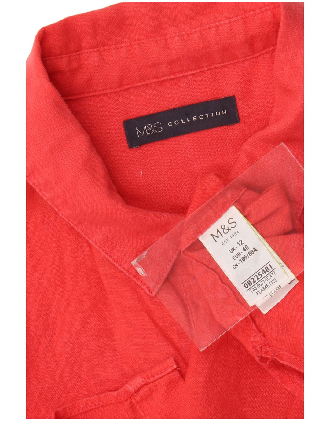 MARKS & SPENCER ærmeløs skjorte til kvinder UK 12 Medium Pink Linen