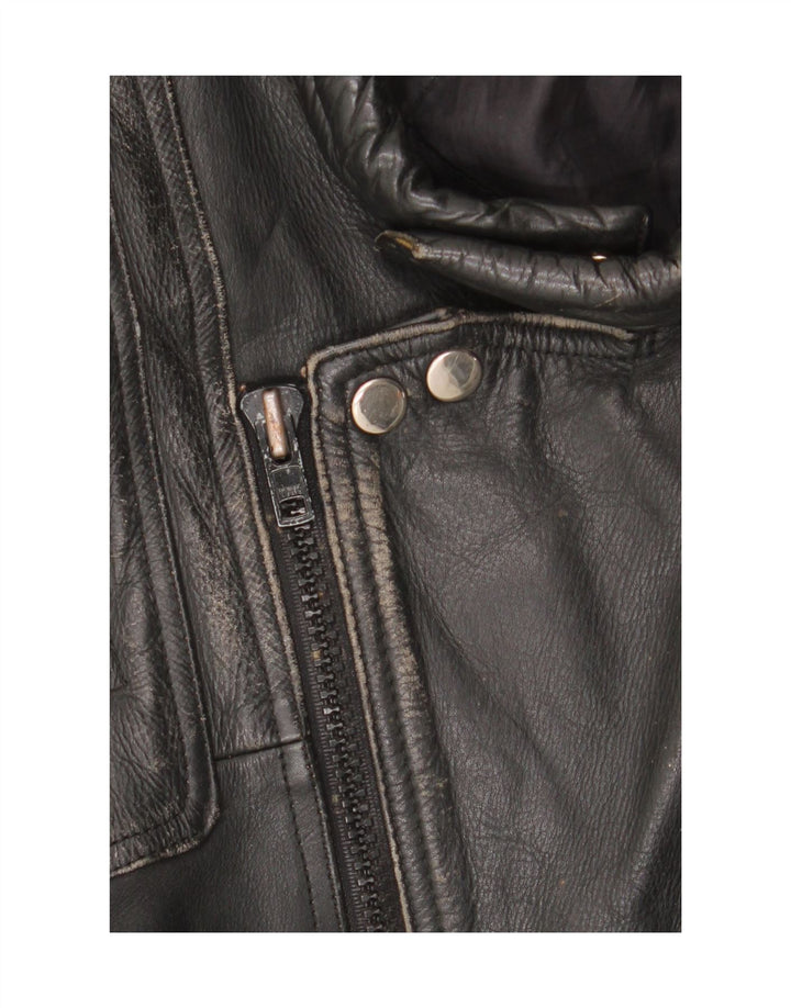 Vintage Herre Læder Biker Jacket UK 36 Small Black Biker