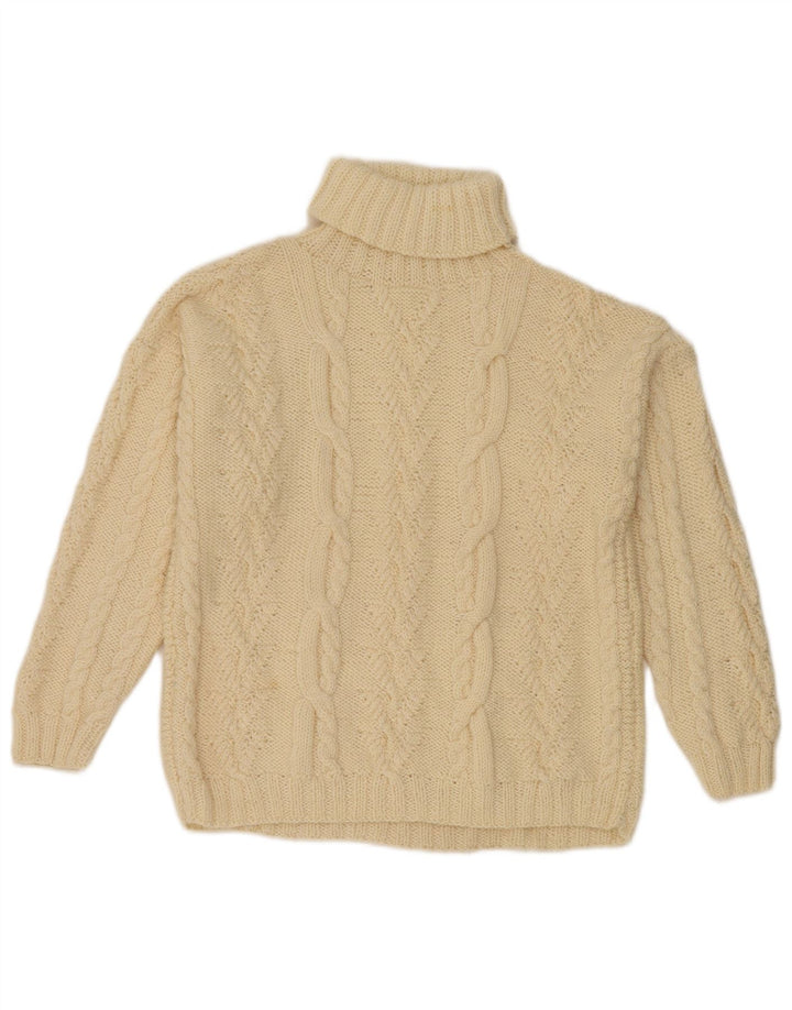 Vintage Dame Roll Neck Jumper Sweater UK 12 Medium Off White