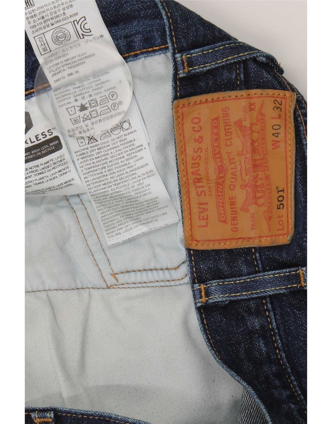 Levi's Herre 501 lige jeans W40 L32 blå bomuld