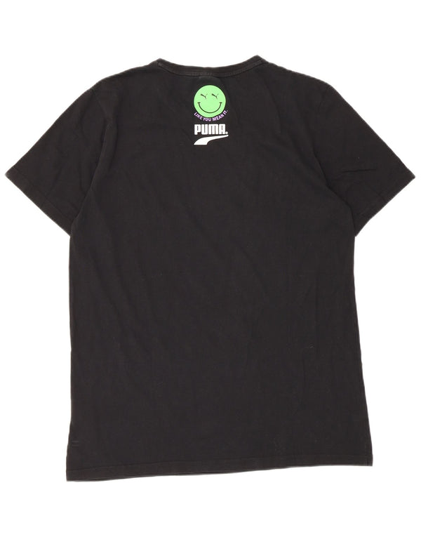 Puma Herre Grafisk T-Shirt Top Medium Sort Bomuld