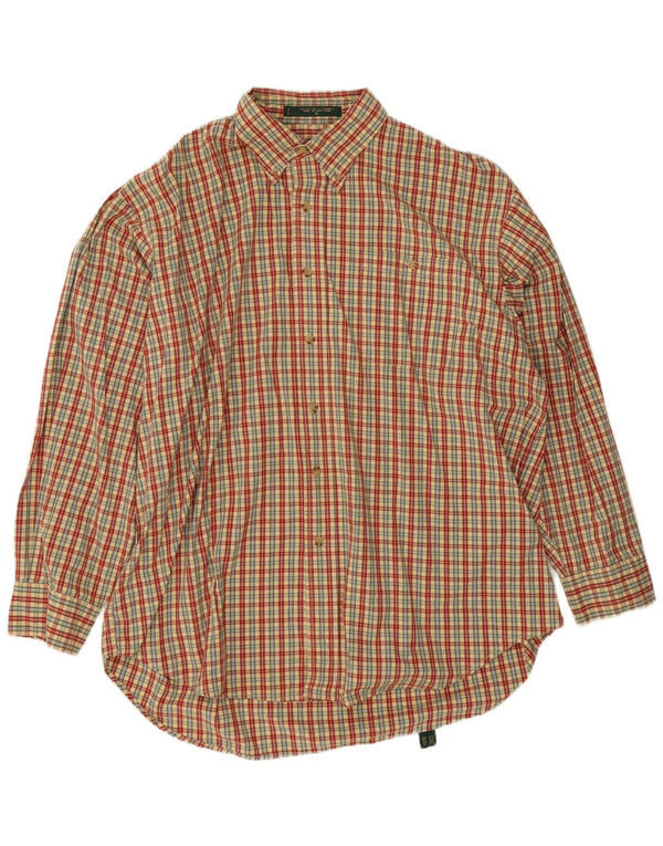 Orvis Herre Loose Fit skjorte XL Beige ternet bomuld