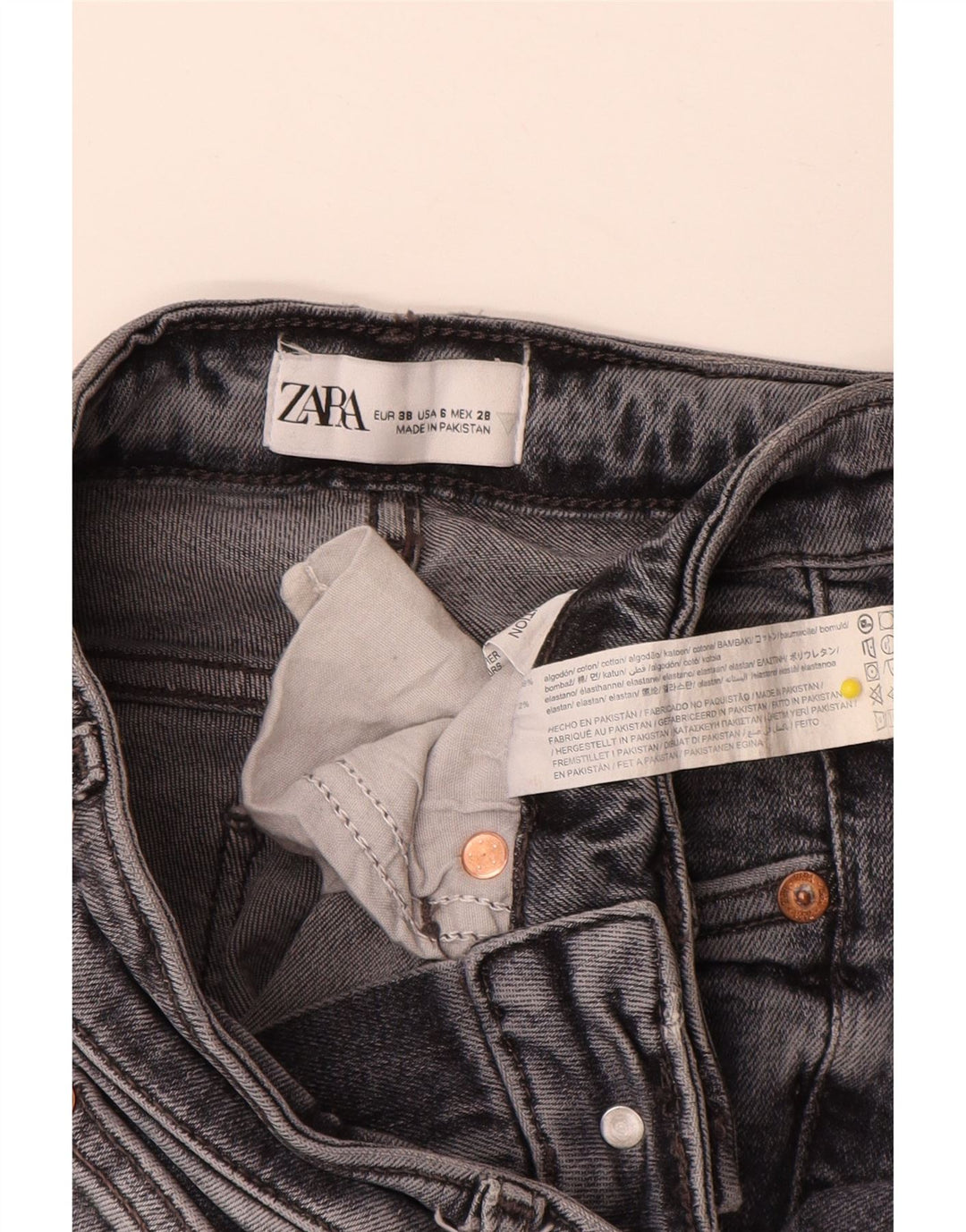 Zara Dame Distressed Slim Jeans EU 38 Small W28 L34 Grå Bomuld