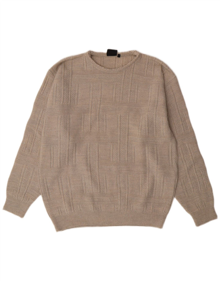 NICK TAYLOR Mens Crew Neck Jumper Sweater Medium Grey Acrylic