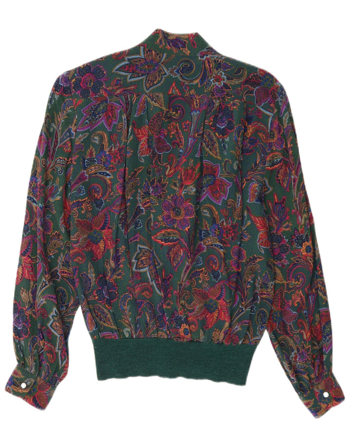 Santini Dame Pullover Shirt Bluse UK 14 Large Green Floral