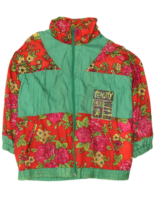 Vintage kvinders grafisk træningsdragt topjakke EU 42/44 Large Red Floral